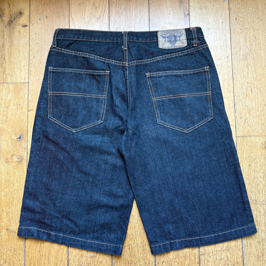 Vintage Embroidered Hip Hop Black Baggy Shorts Jorts - 36