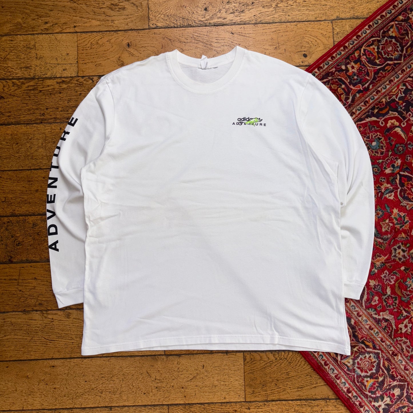 Vintage Adidas Adventure White Long Sleeve Graphic T-Shirt - 2XL