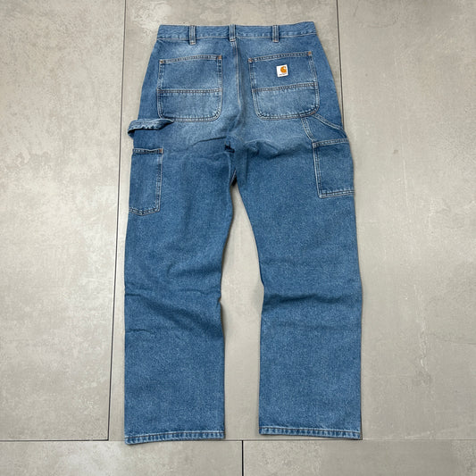 New Carhartt Double Knee Carpenter Baggy Blue Jeans - 34