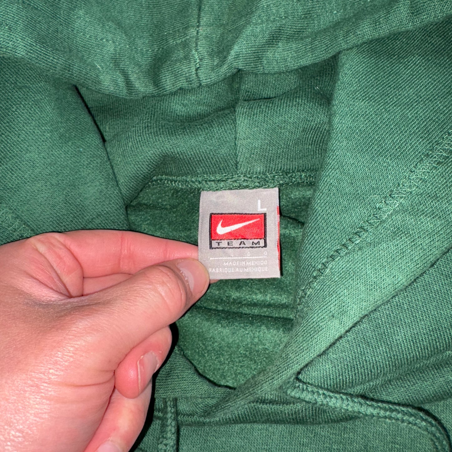 Vintage Nike Centre Swoosh Green Hoodie Y2K Sweatshirt - 26