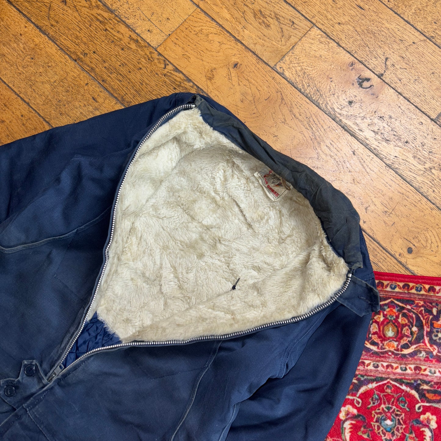 Vintage Navy Carhartt Style Workwear Chore Jacket - M