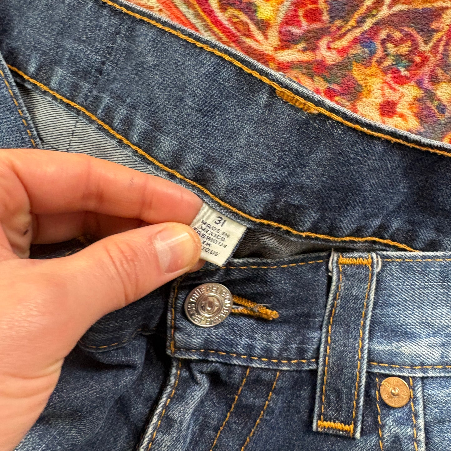 Vintage True Religion Blue Embroidered Y2K Hip Hop Straight Jeans - 36