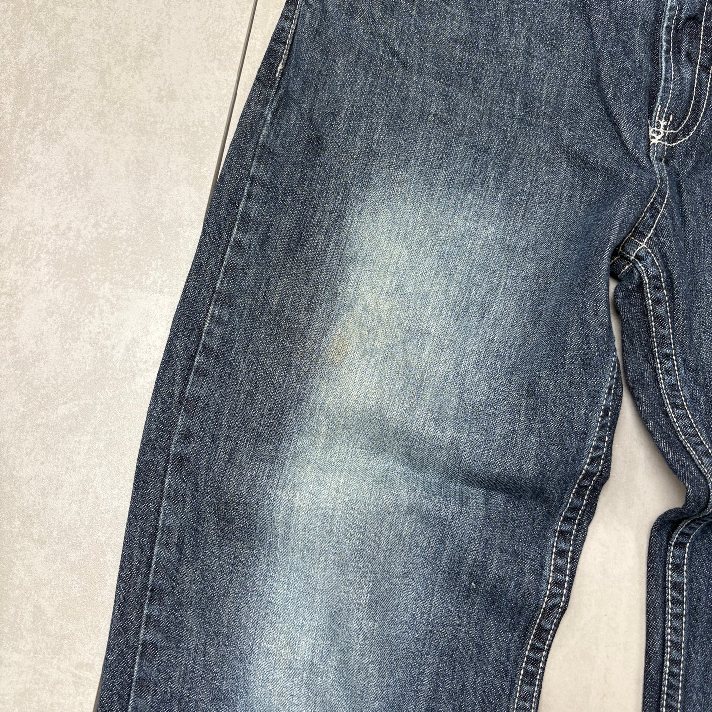 Vintage Embroidered Hip Hop Blue Baggy Jeans - 40