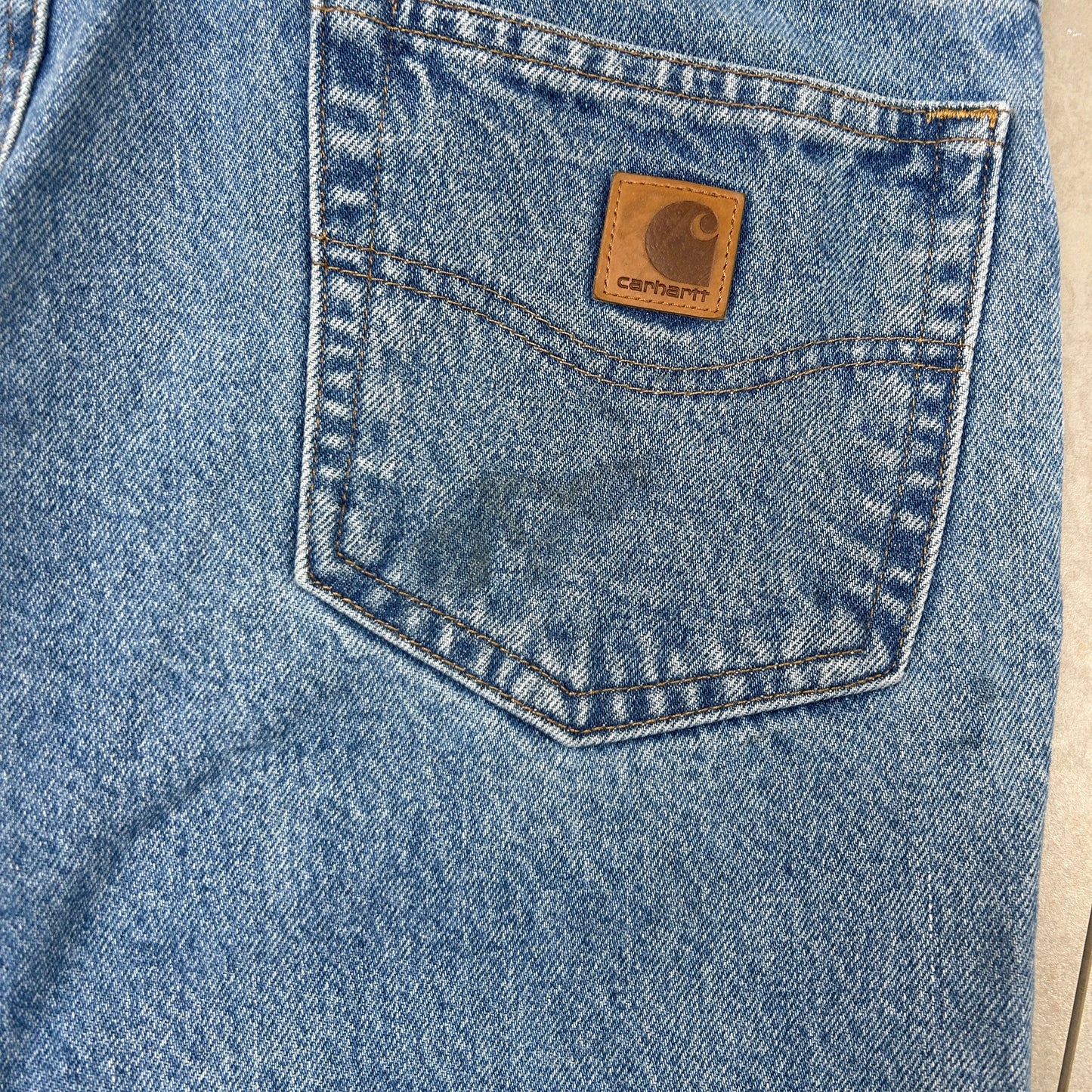 Vintage Carhartt Workwear Carpenter Baggy Blue Jeans - 33