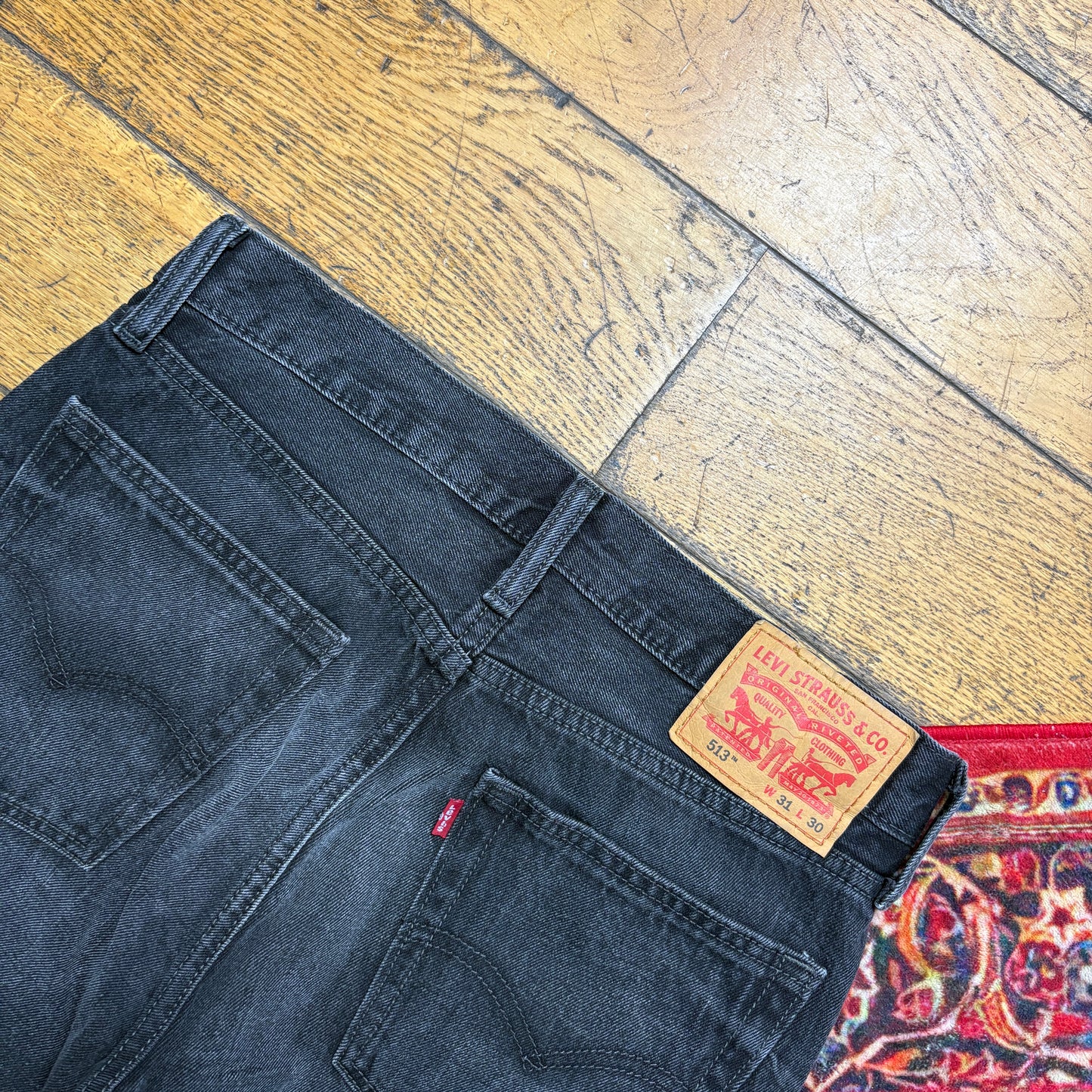 Vintage Levis 513 Black Slim Denim Shorts - 31