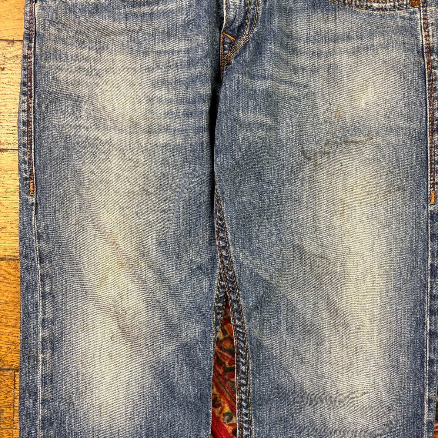 Vintage True Religion Blue Embroidered Y2K Hip Hop Straight Jeans - 32
