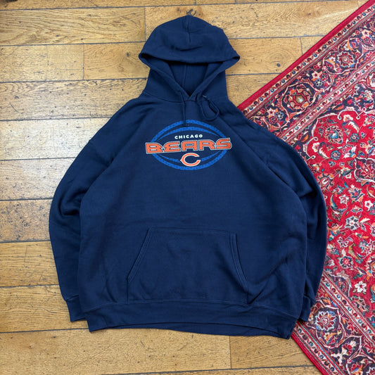Vintage NFL Navy Chicago Bears Graphic Hoodie Sweatshirt - XL