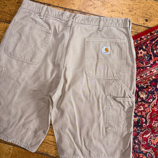 Vintage Carhartt Workwear Cream Baggy Carpenter Shorts - 38