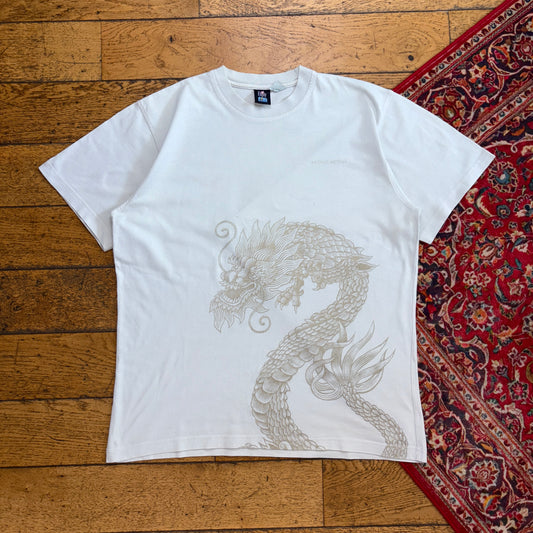 Vintage Dragon White Hong Kong Graphic T-Shirt - L