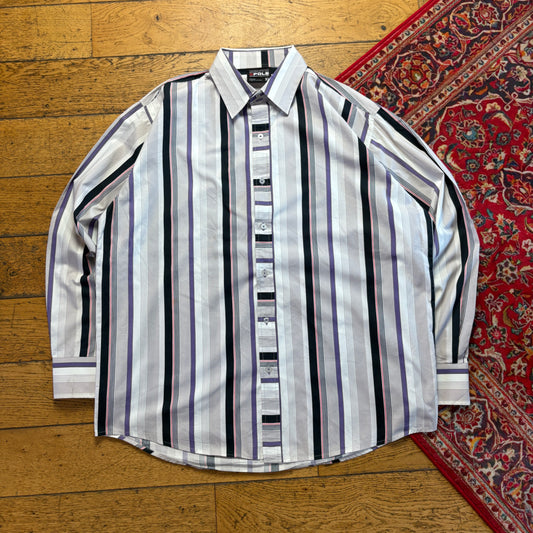 Vintage Southpole White Purple Hip Hop Stripe Shirt - 2XL