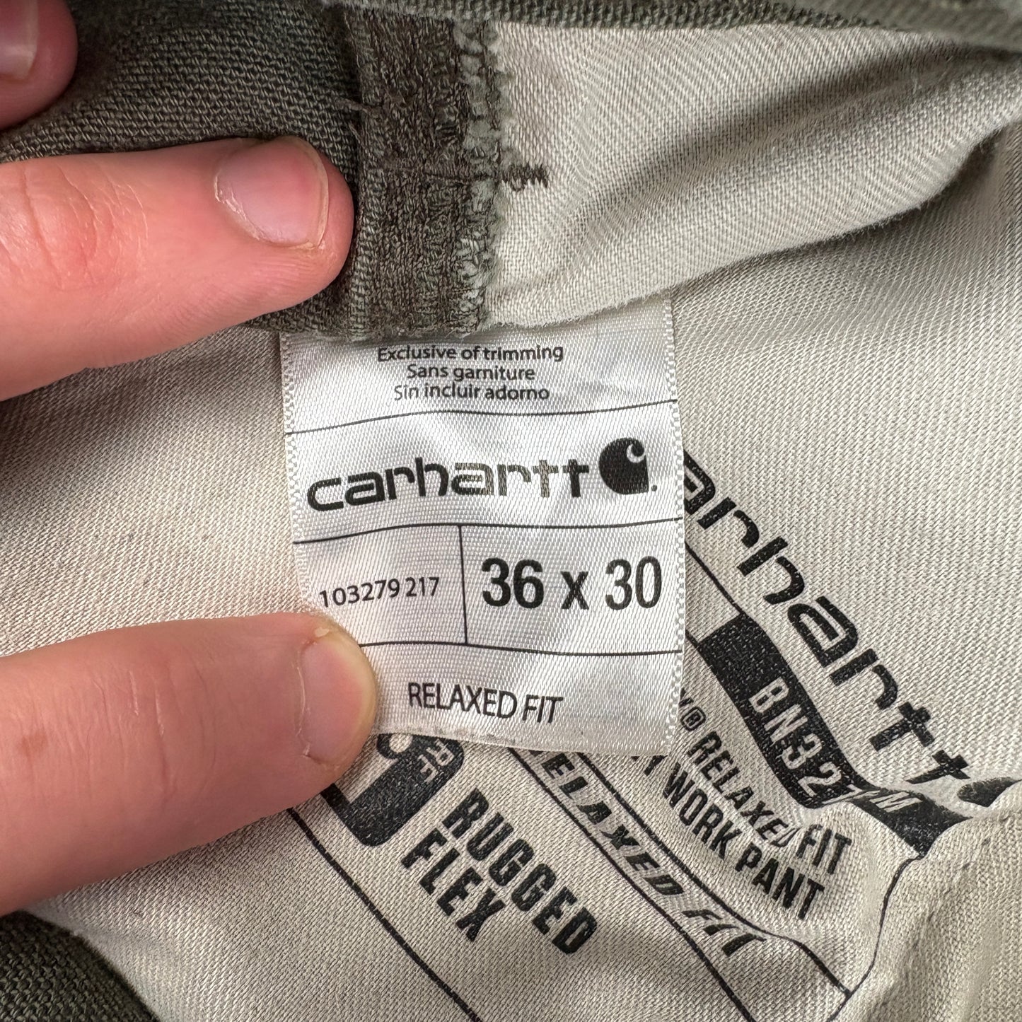 Vintage Carhartt Green Workwear Carpenter Baggy Trousers - 36