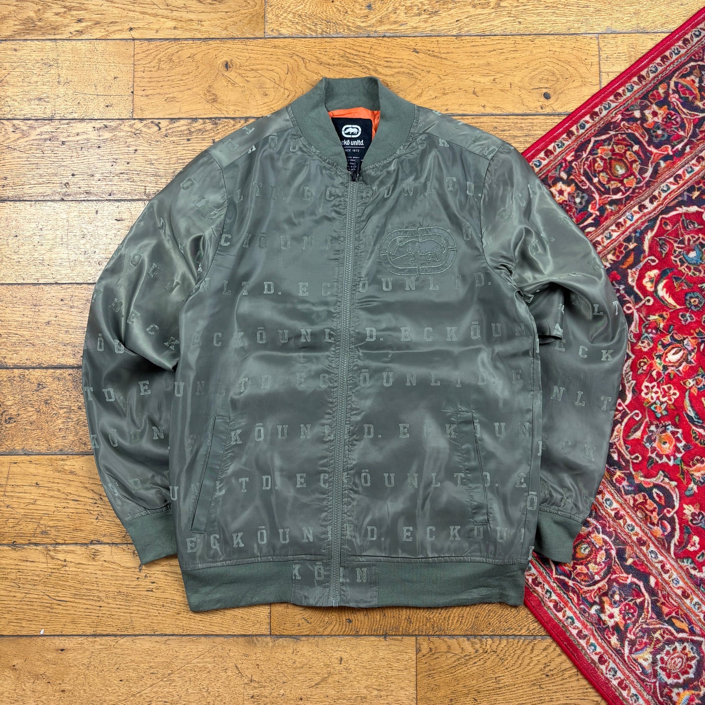 Vintage Ecko UNLTD Green Embroidered MA-1 Bomber Jacket - S