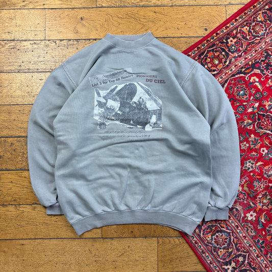 Vintage 90s Grey Graphic Sweatshirt - L