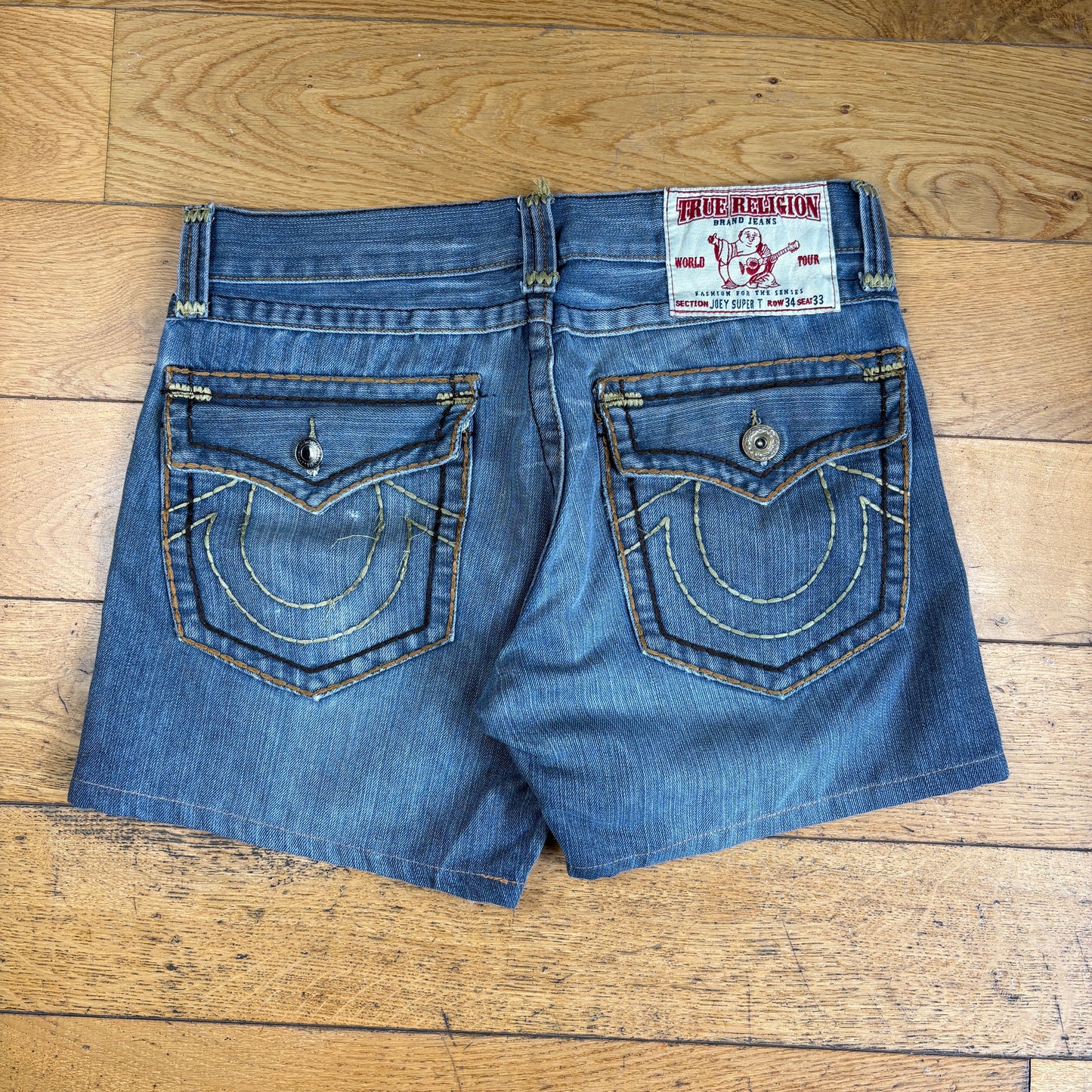 Vintage True Religion Blue Embroidered Y2K Shorts Jorts - 34
