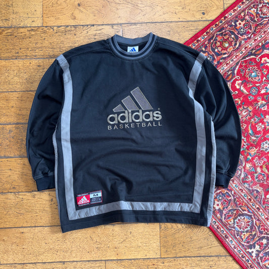 Vintage 90s Adidas Basketball Black Embroidered Sweatshirt - M