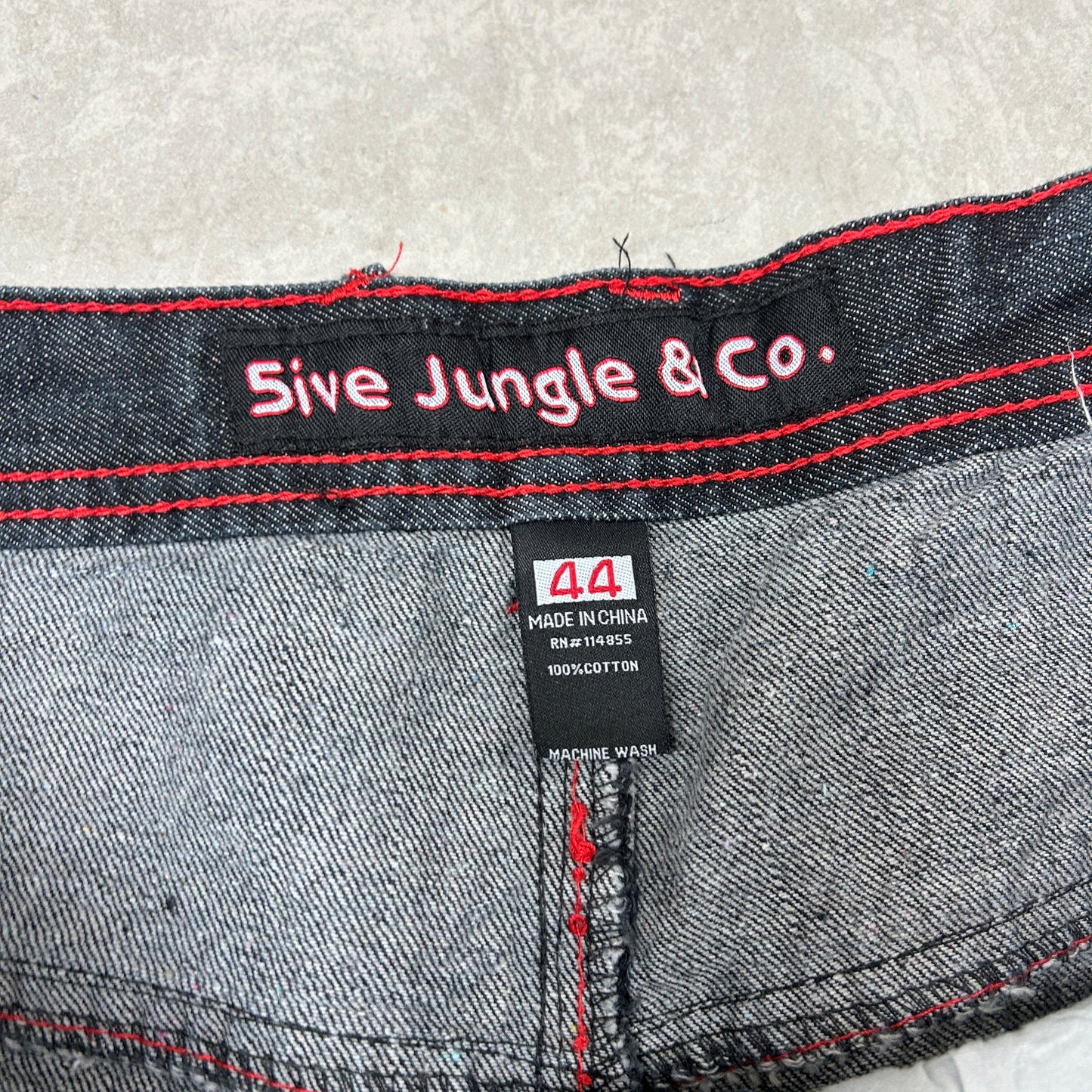 Vintage Embroidered Hip Hop Black Red Baggy Jeans - 42