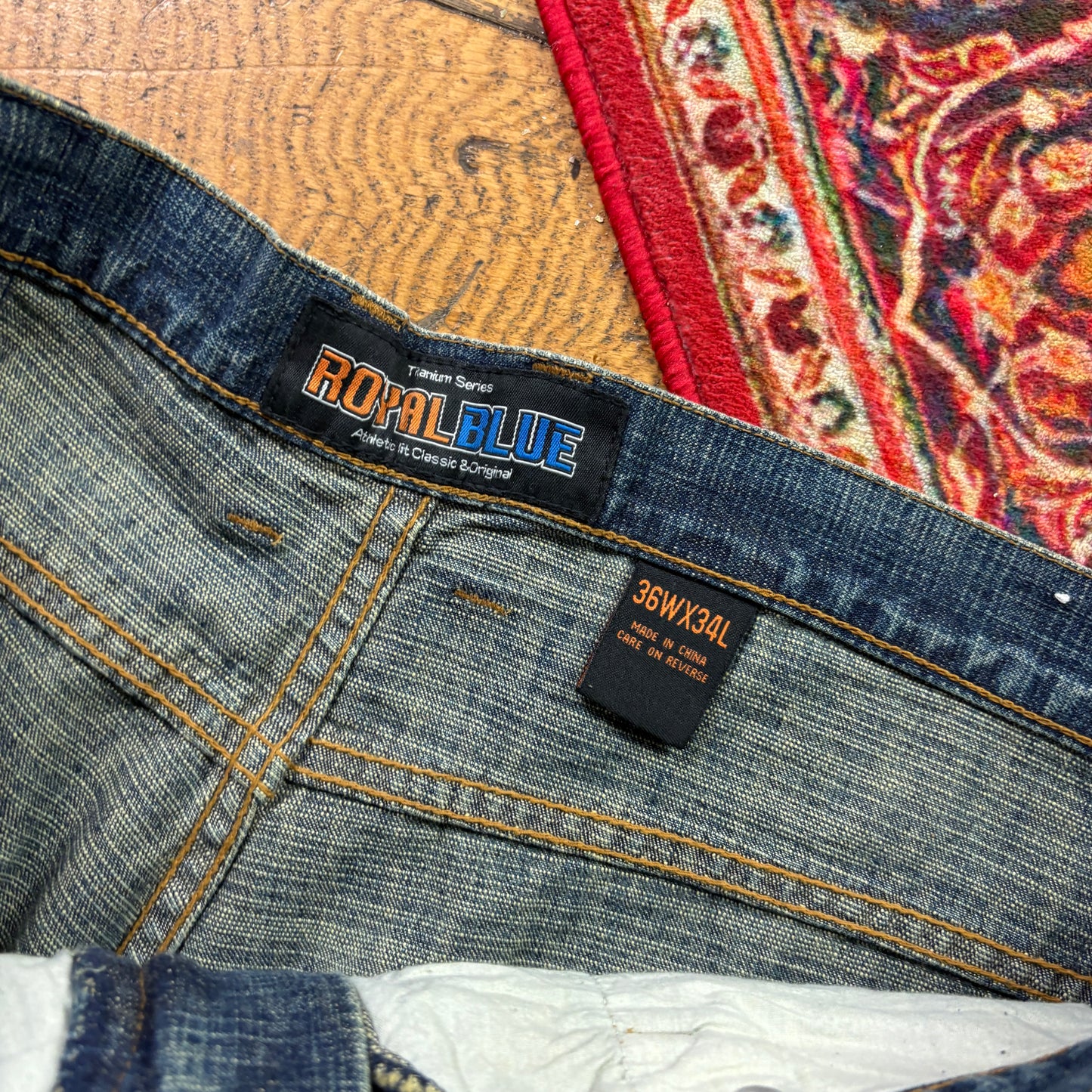 Vintage Blue Y2K Hip Hop Baggy Jeans - 36