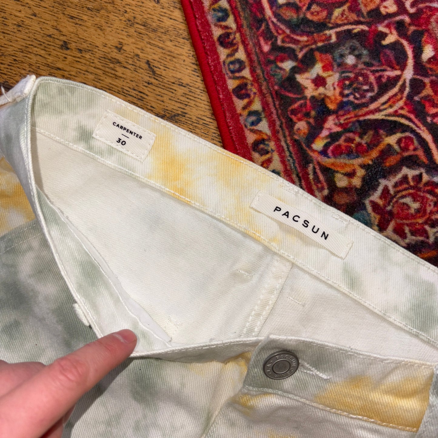 Vintage Pacsun White Bleach Pattern Straight Carpenter Y2K Jeans - 34S