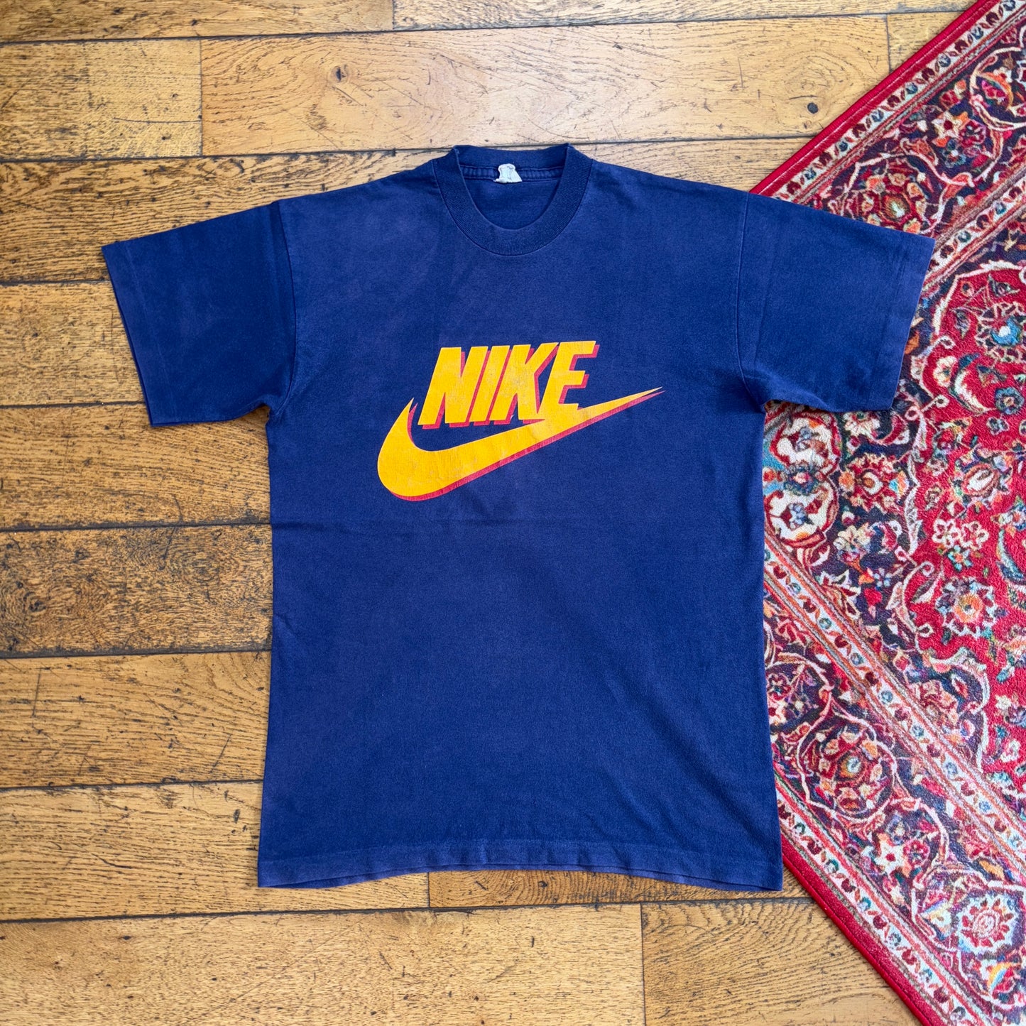 Vintage 90s Nike Navy Blue Single Stitch Graphic T-Shirt - XS