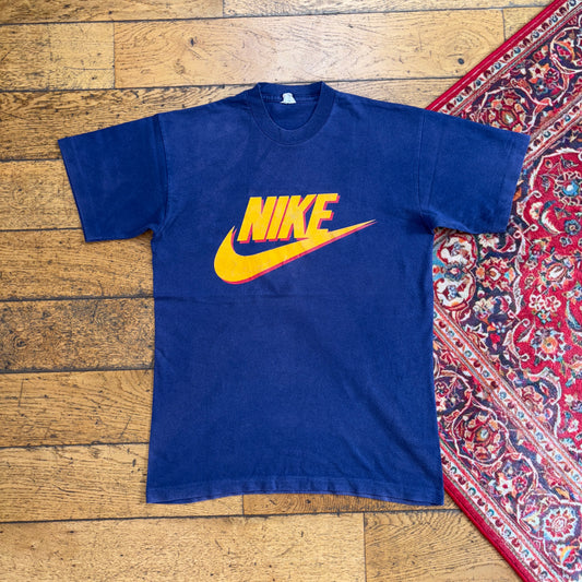 Vintage 90s Nike Navy Blue Single Stitch Graphic T-Shirt - XS