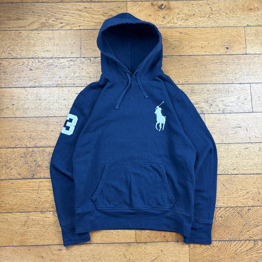 Vintage Ralph Lauren Big Pony Navy Embroidered Hoodie Sweatshirt - M