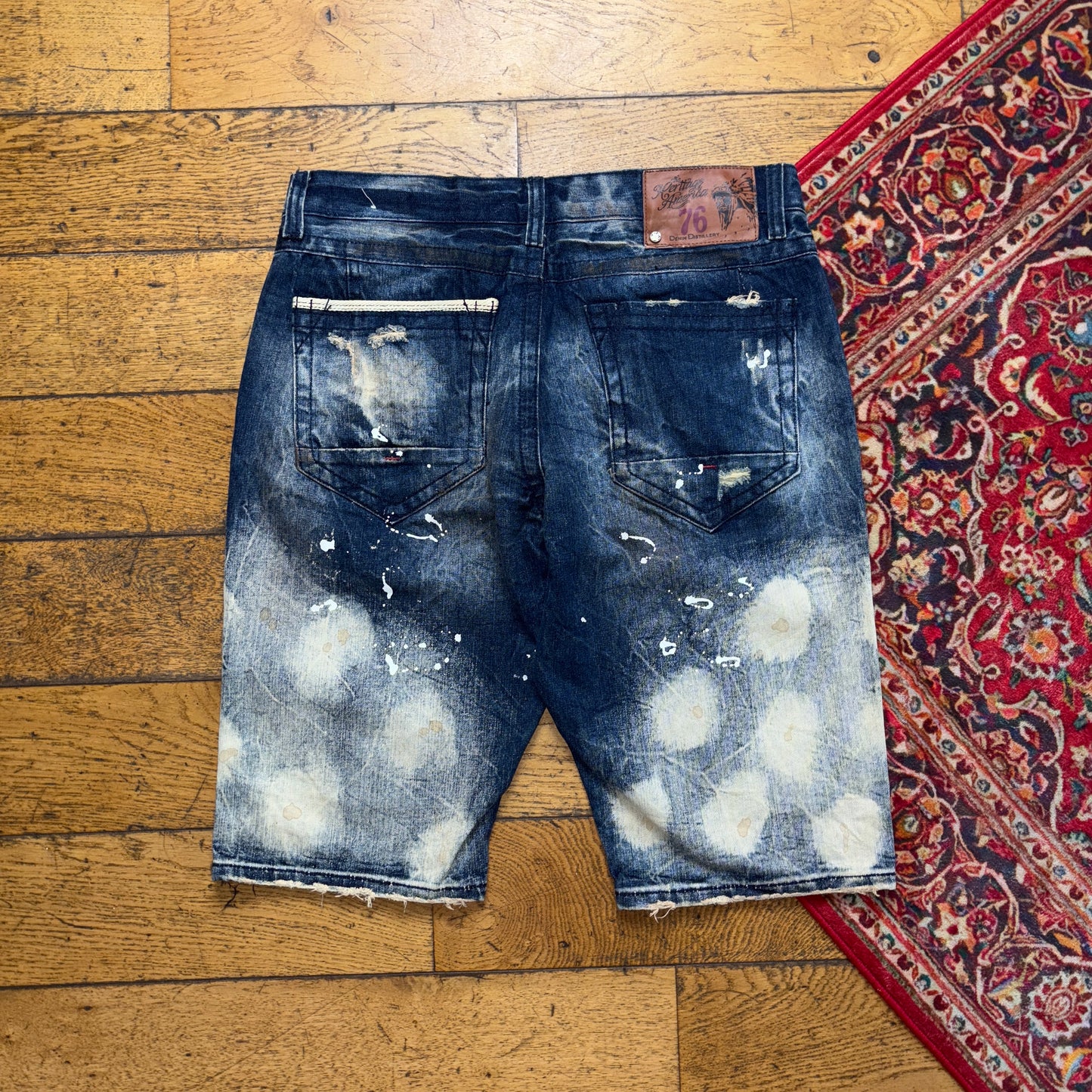 Vintage Blue Bleached Denim Shorts - 36