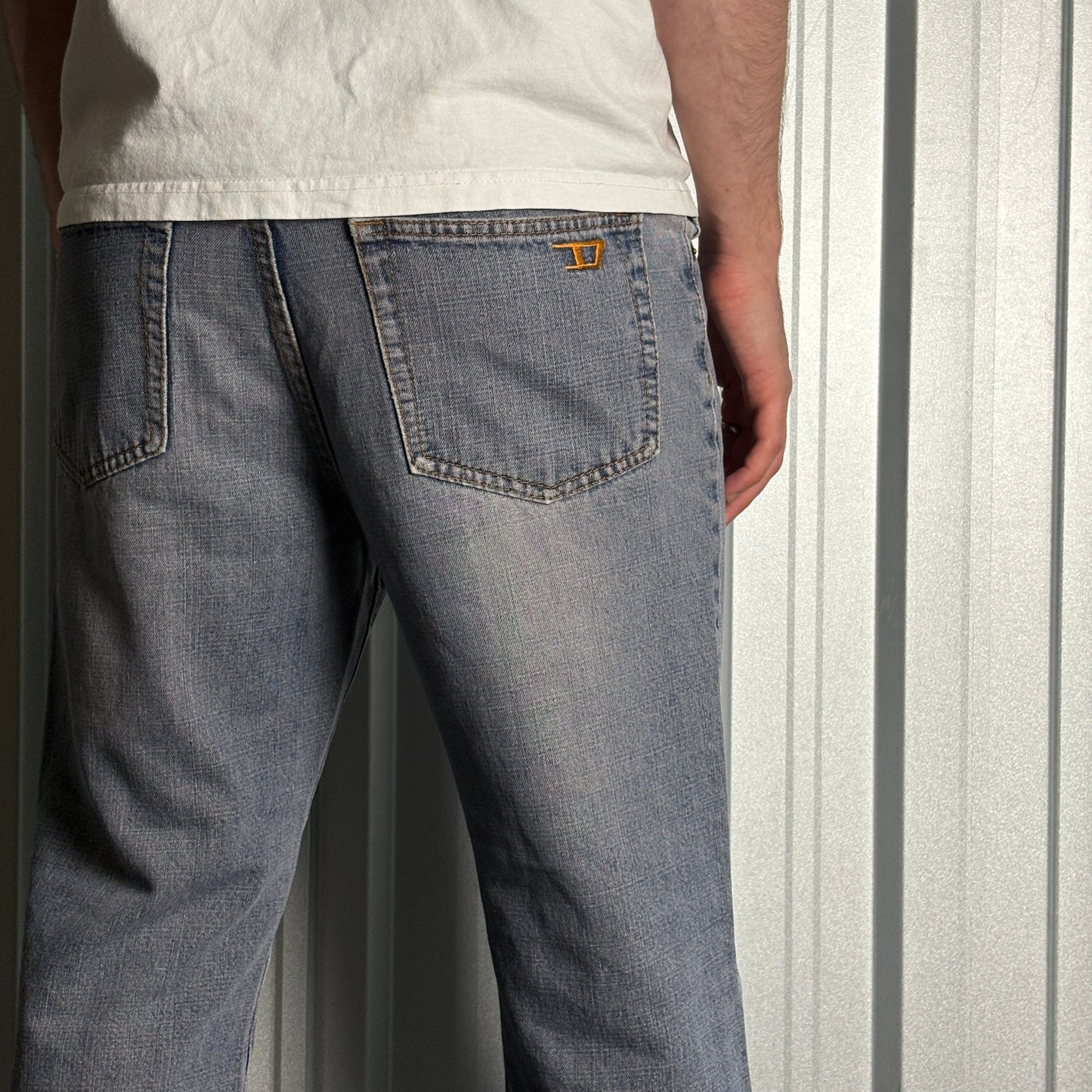 Vintage Diesel Blue Embroidered Y2K Baggy Jeans - 34S
