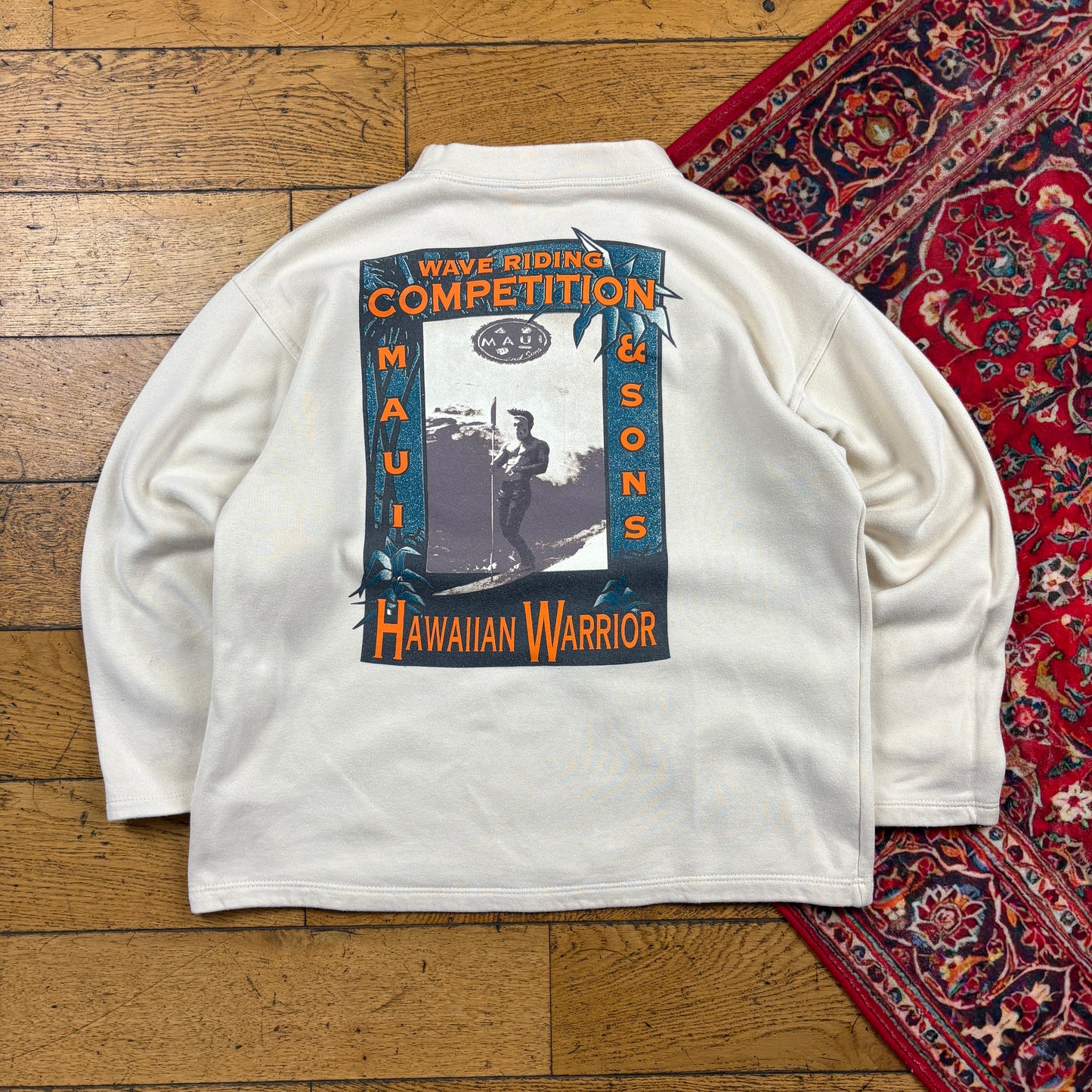 Vintage Maui and Sons Cream Surfwear Sweatshirt - S