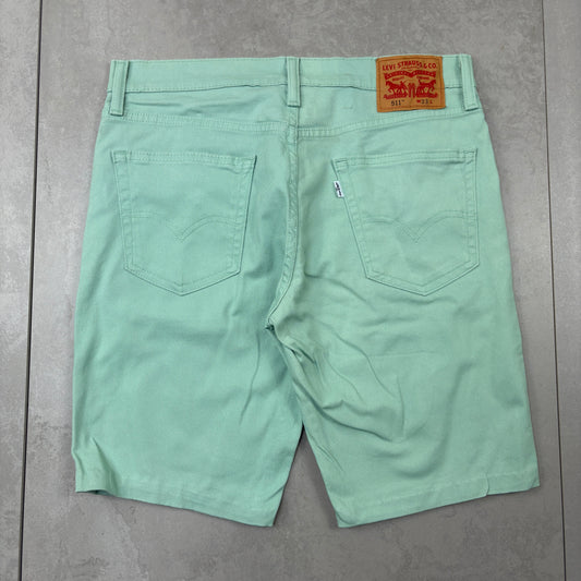 Vintage Levis 511 Green Denim Shorts - 33