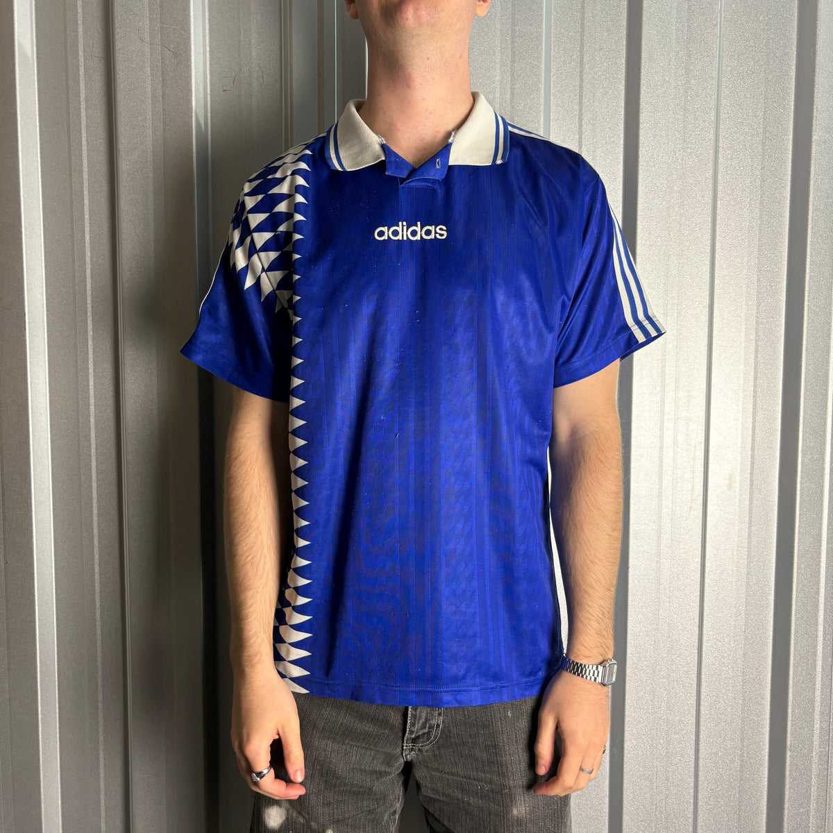 Vintage Adidas 90s Blue Polo Shirt - L