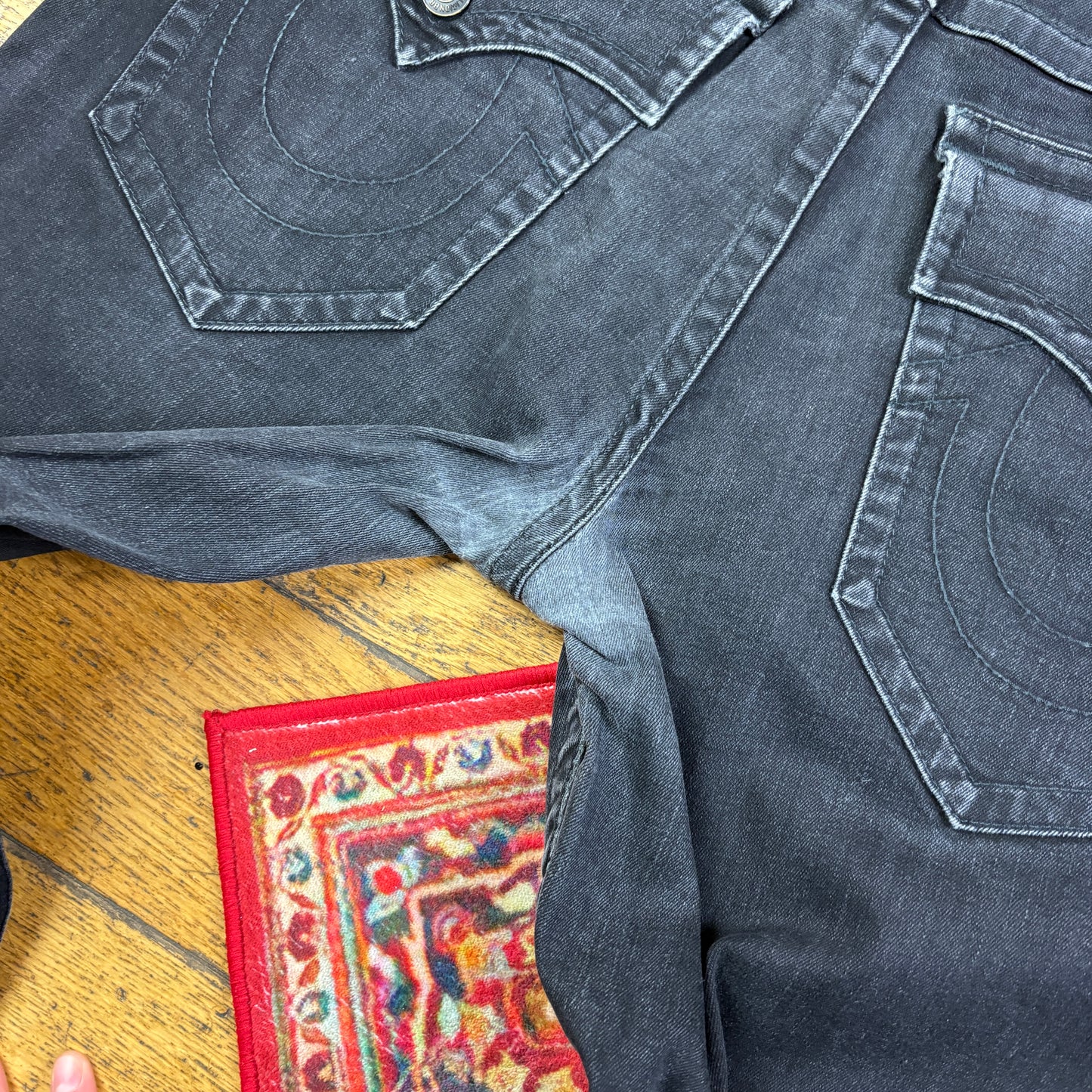 Vintage True Religion Black Embroidered Y2K Hip Hop Straight Jeans - 40