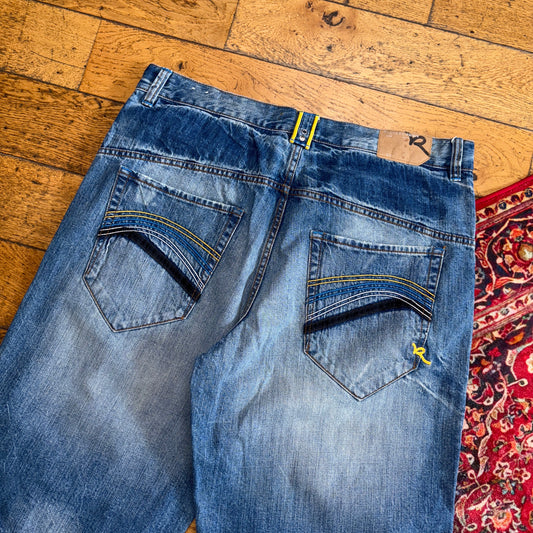 Vintage Rocawear Embroidered Hip Hop Baggy Blue Shorts Jorts - 42