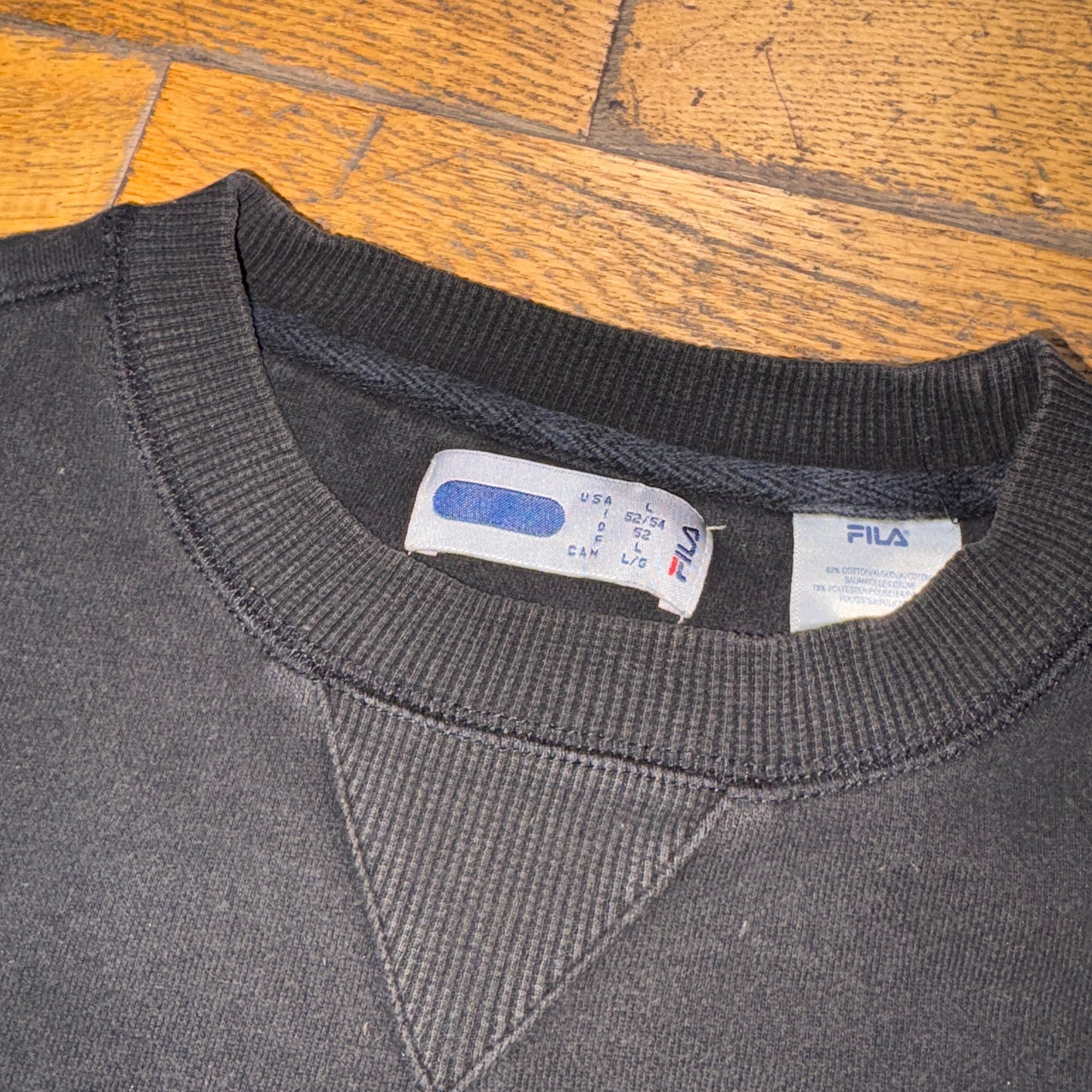 Vintage Fila Black Embroidered Sweatshirt - XL