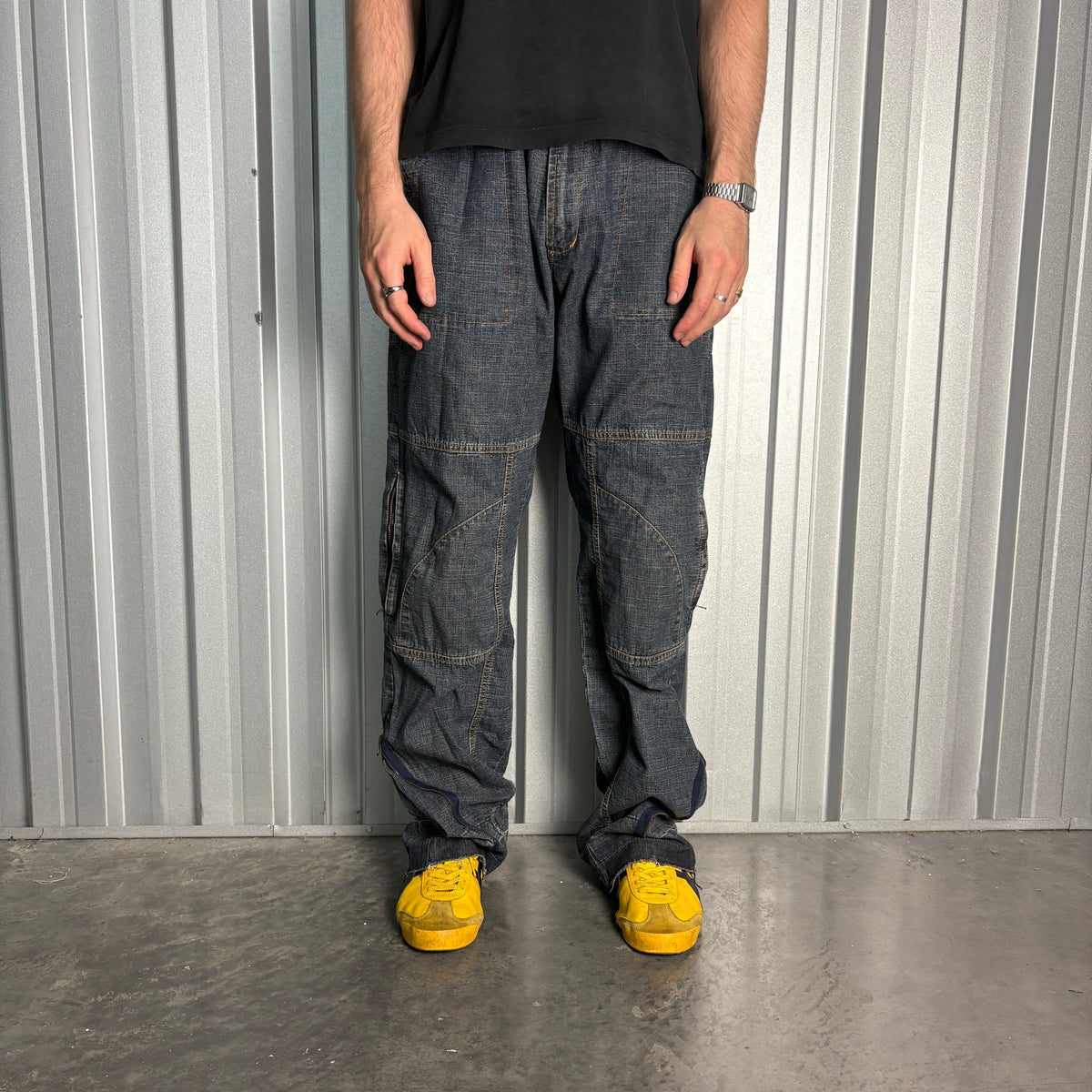 Embroidered Blue Japanese Denim Hip Hop Y2K Baggy Jeans - 38L