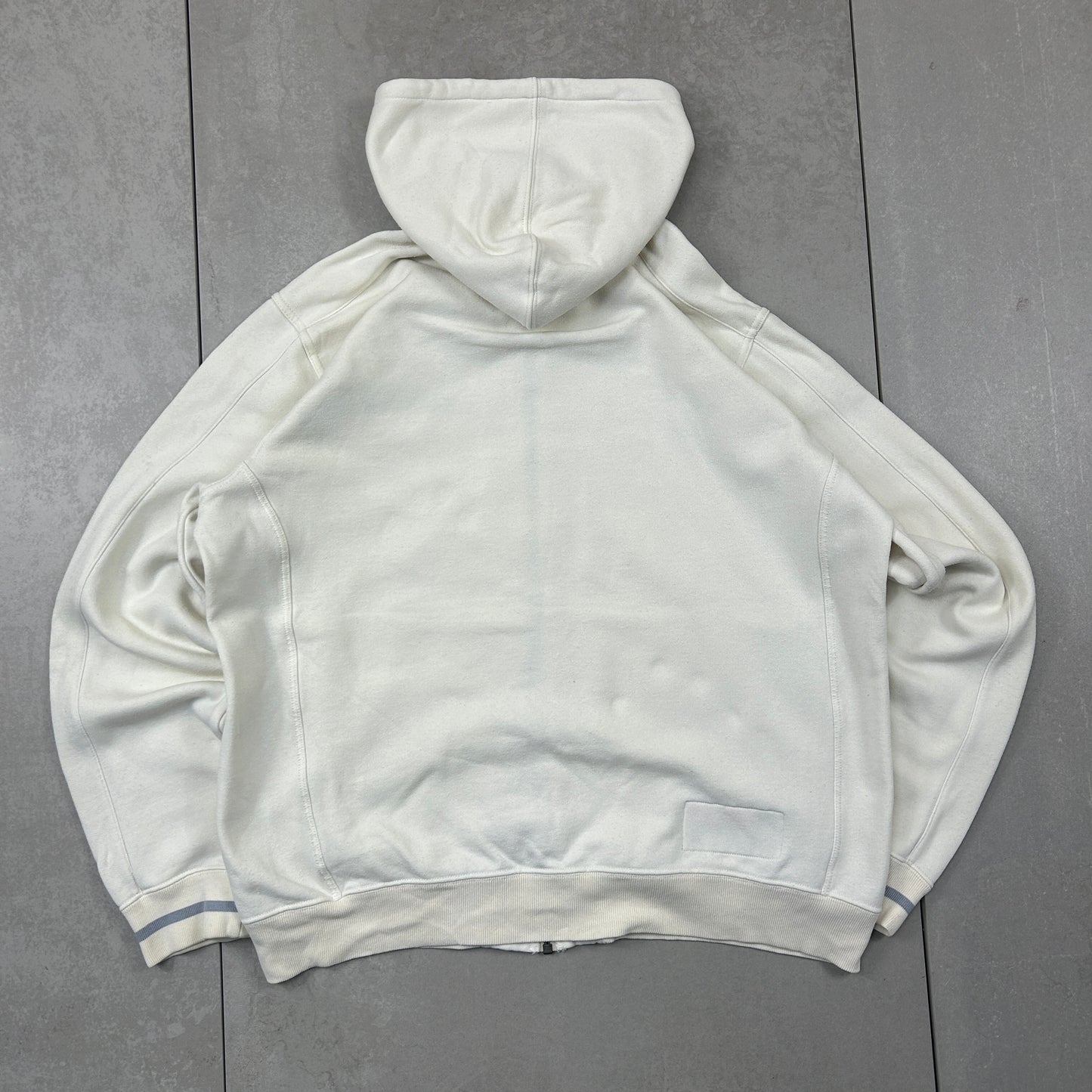 Vintage 00s Nike Cream Zip Hoodie Embroidered Sweatshirt - L