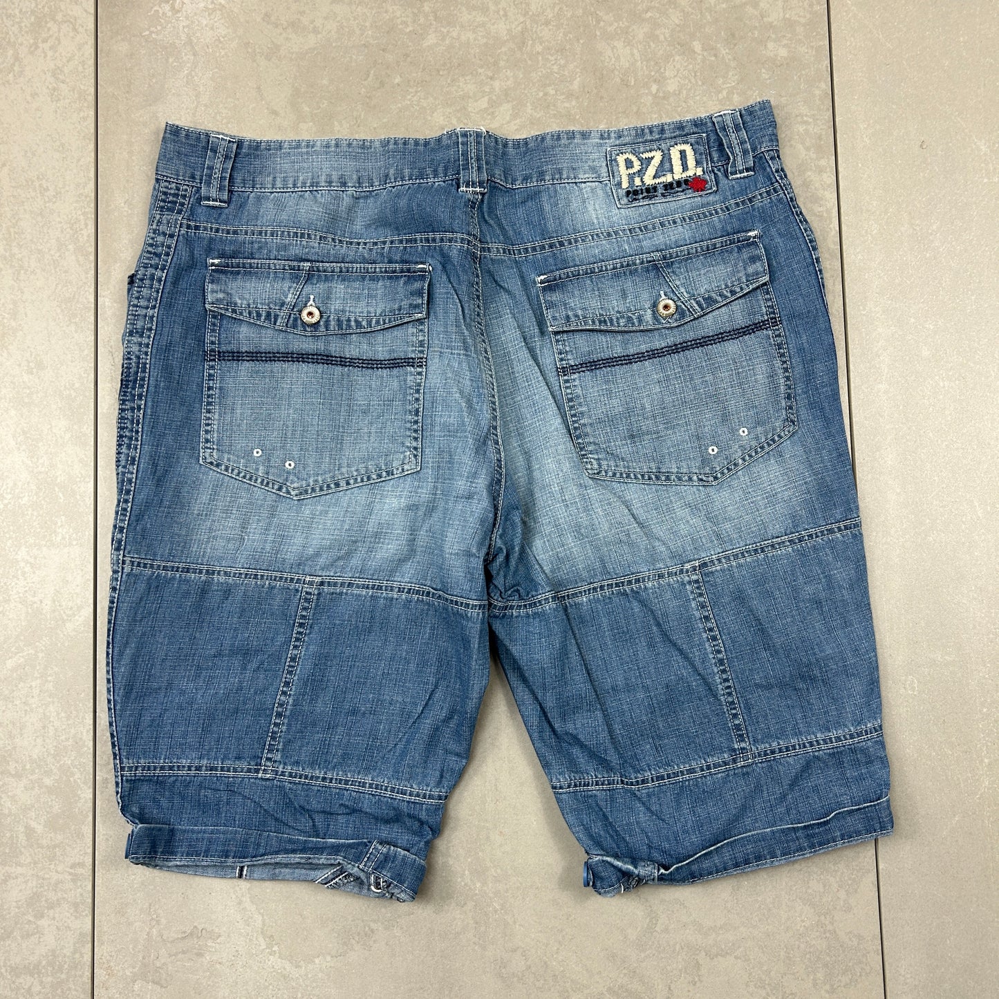Vintage Embroidered Hip Hop Baggy Shorts Blue Jorts - 38