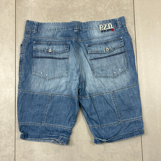 Vintage Embroidered Hip Hop Baggy Shorts Blue Jorts - 38