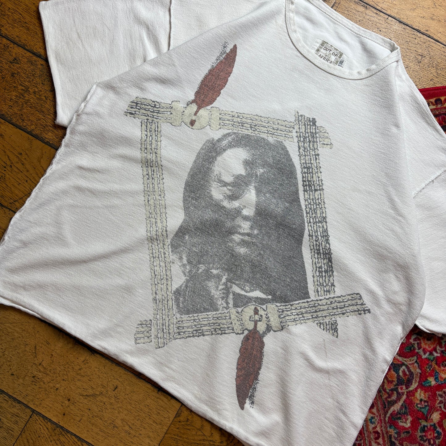 Vintage White Boxy Native American Graphic T-Shirt - XL