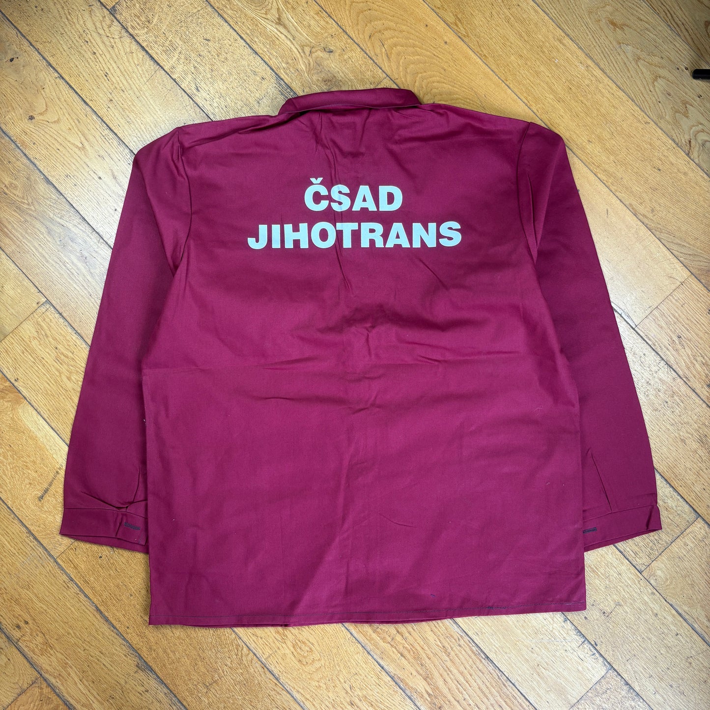 Vintage French Chore Workwear Jacket Burgundy Overcoat - XL