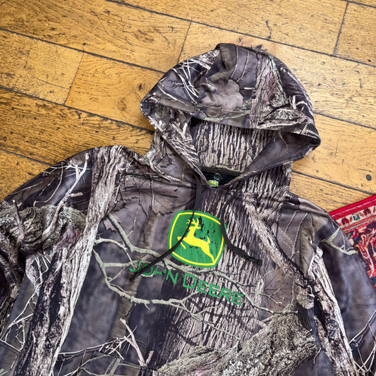 Vintage Realtree John Deere Camo Green Hoodie Sweatshirt - L