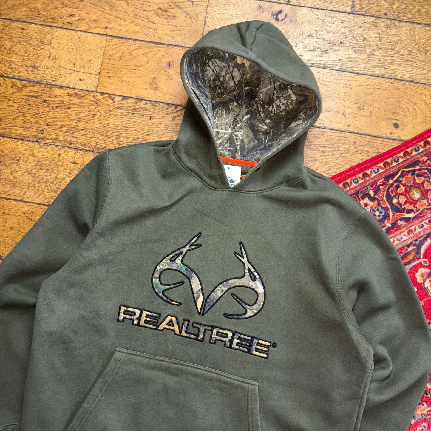 Vintage Realtree Camo Green Embroidered Hoodie Sweatshirt - 2XL
