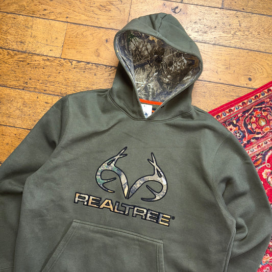 Vintage Realtree Camo Green Embroidered Hoodie Sweatshirt - 2XL