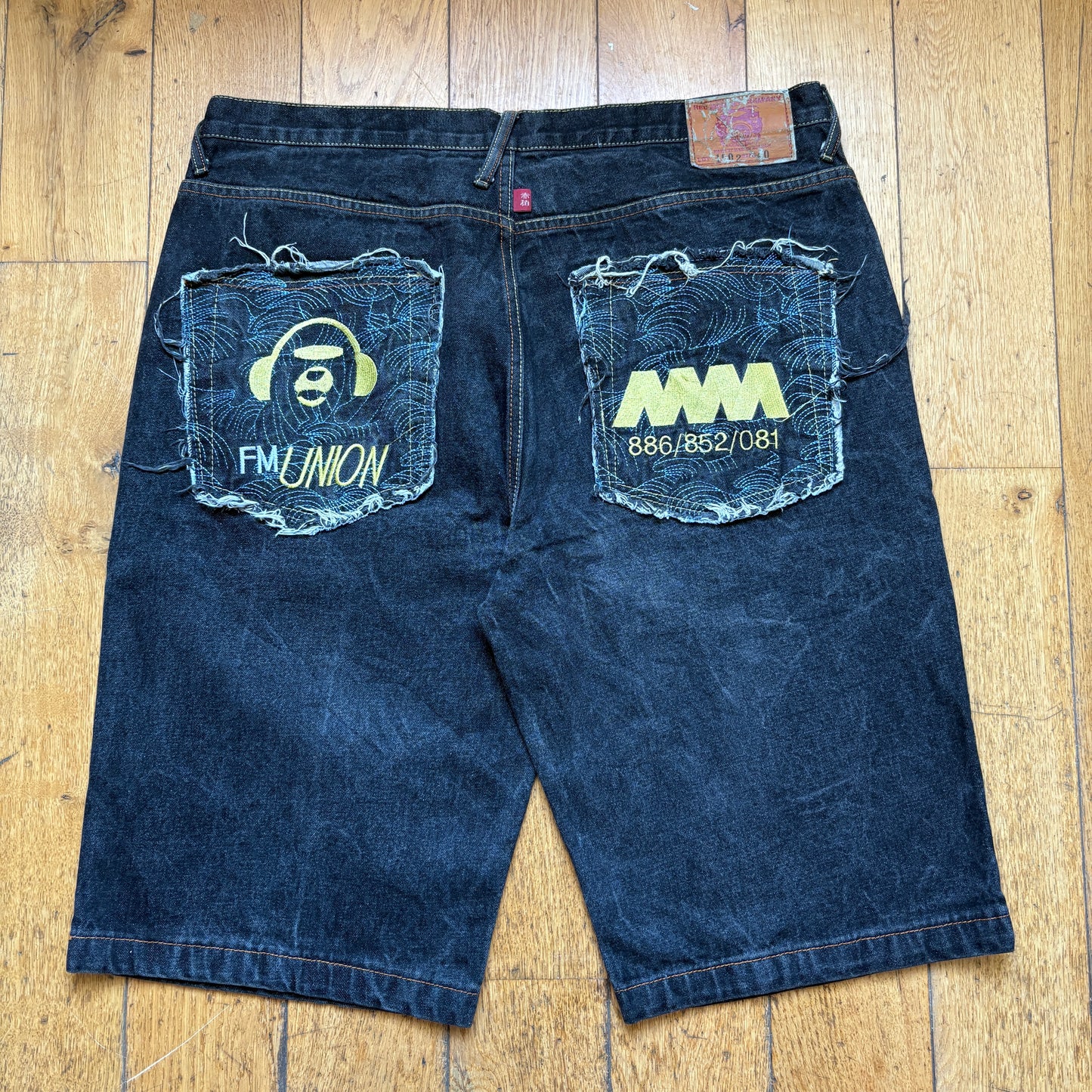 Vintage RMC Embroidered Hip Hop Black Baggy Shorts Jorts - 40