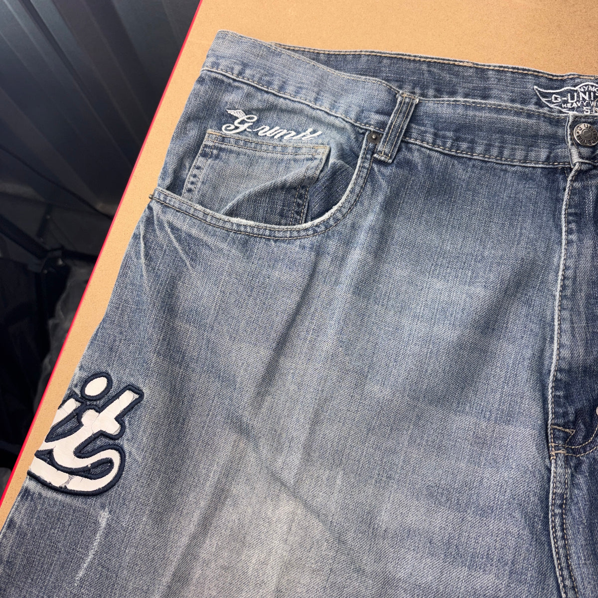G-Unit Blue Embroidered Japanese Denim Hip Hop Y2K Baggy Jeans - 44L