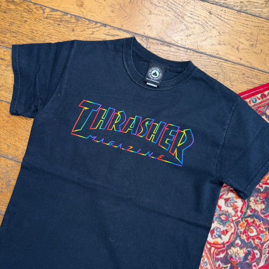 Vintage Thrasher Black Skate Womens Graphic T-Shirt - S