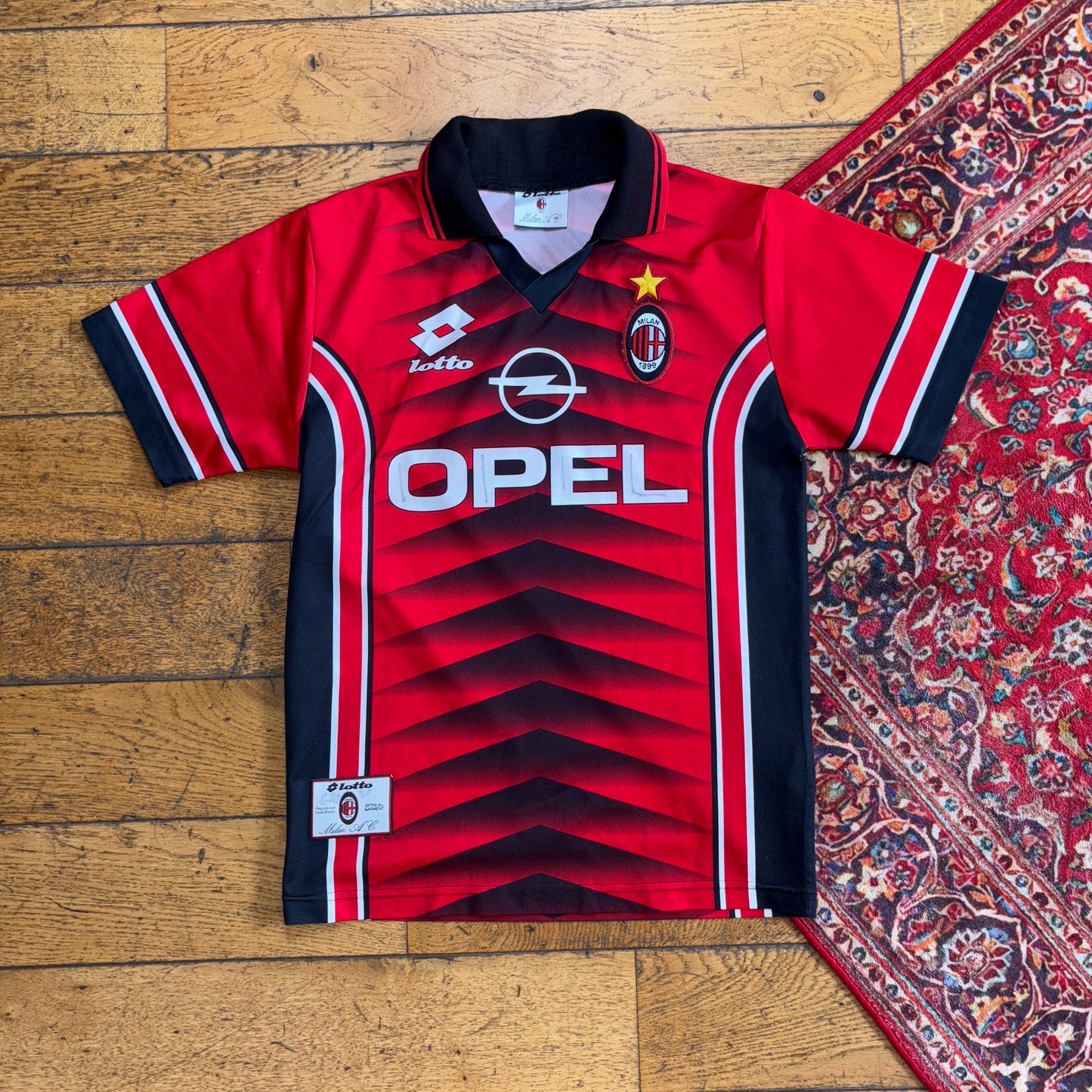 Vintage Lotto AC Milan Red Football Polo Shirt - XS
