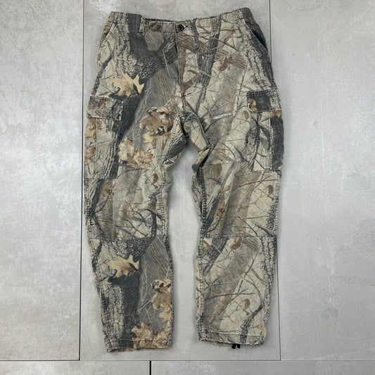 Vintage Real Tree Camo Baggy Khaki Cargo Workwear Hunting Trousers - 38 - 34