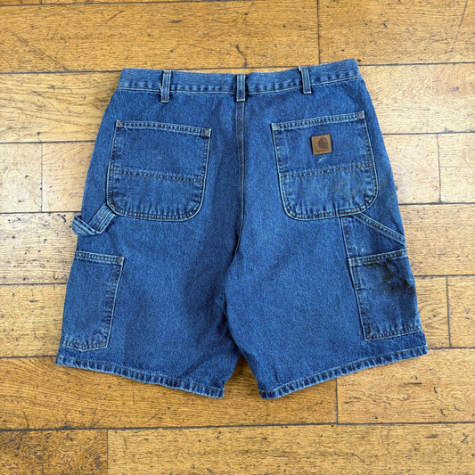 Vintage Carhartt Workwear Blue Baggy Carpenter Shorts - 34