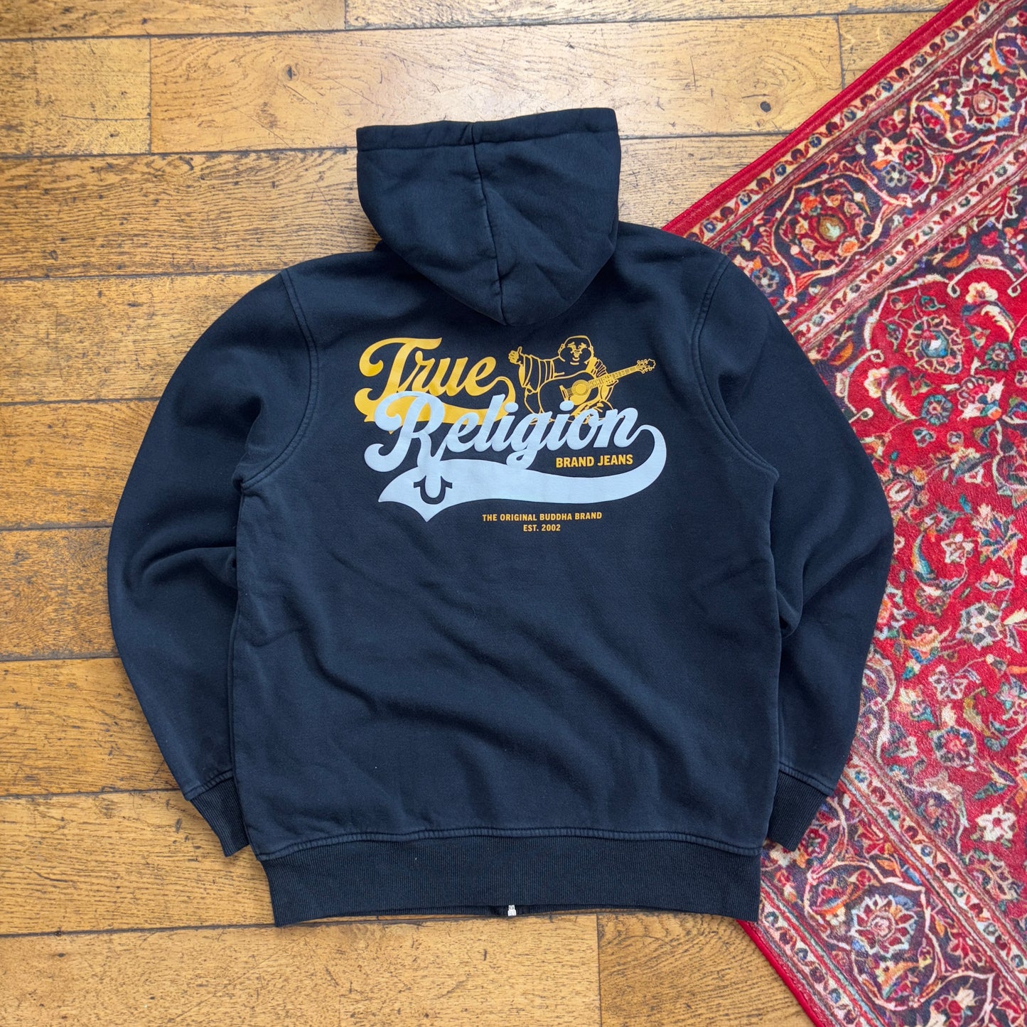 Vintage True Religion Black Zip Hoodie Sweatshirt - S