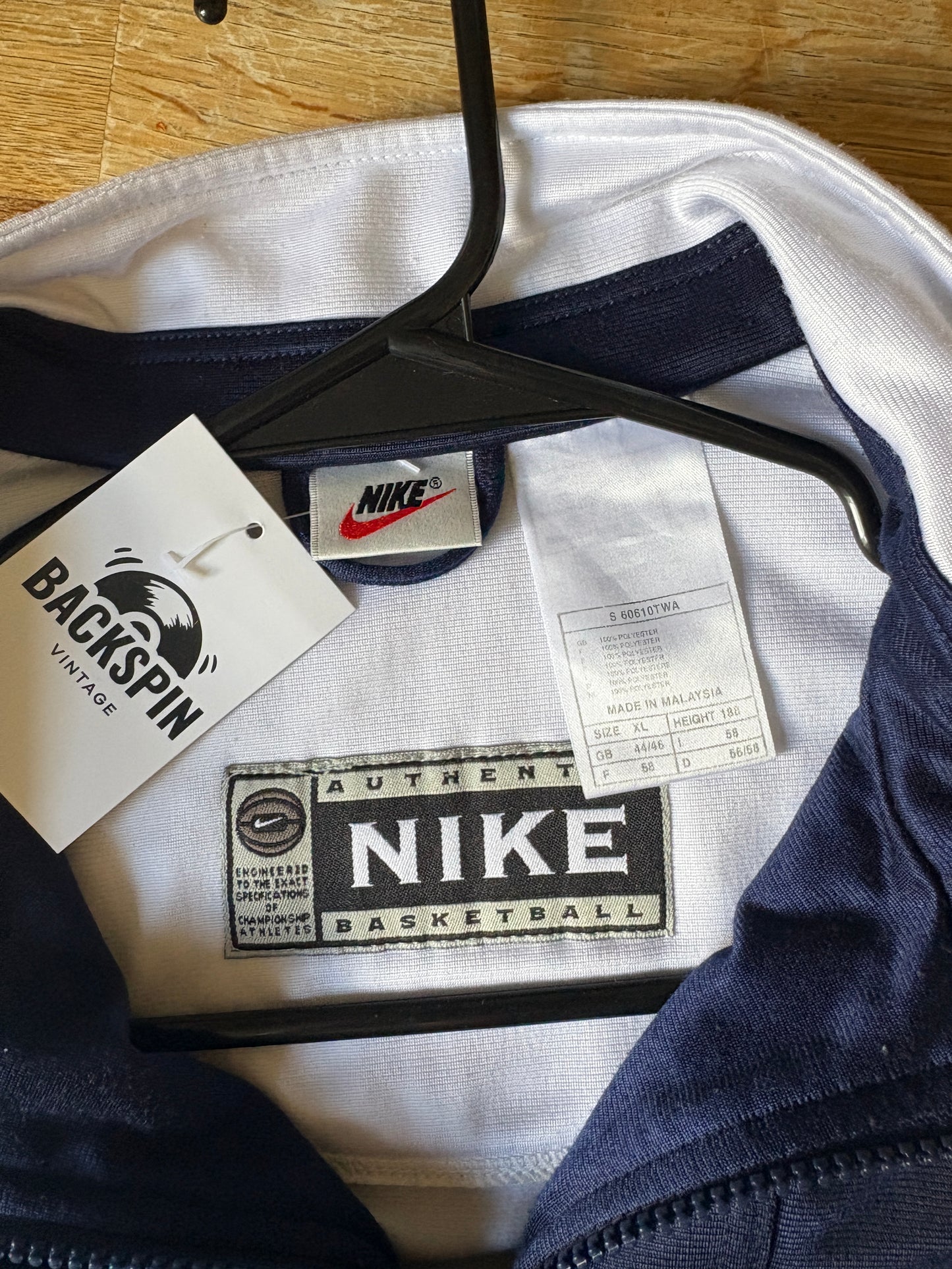 Vintage Nike Basketball 90s Navy White Tracksuit Track Jacket - XL